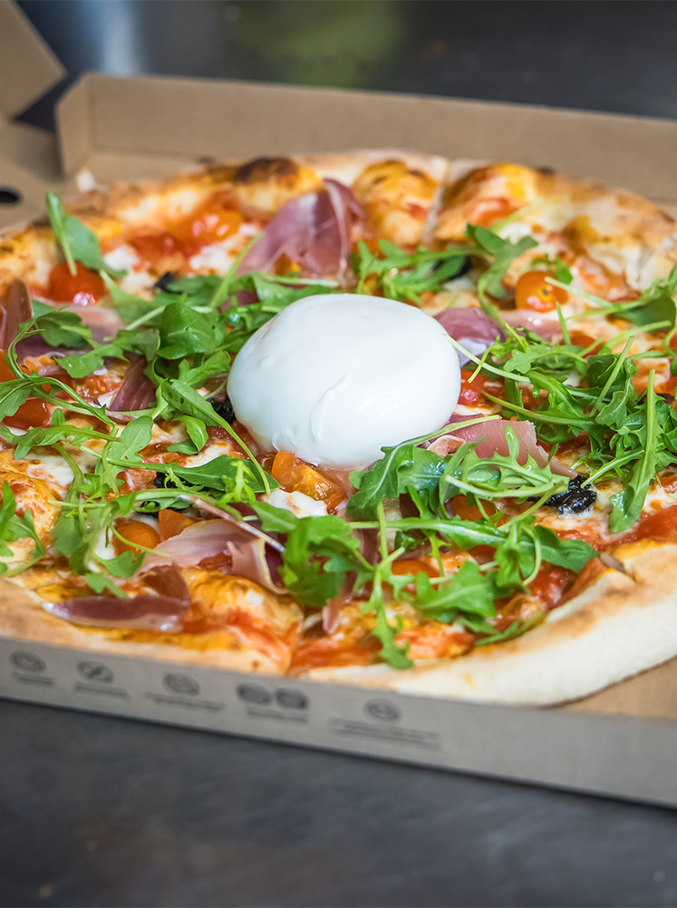 restauration rapide avec des pizzas